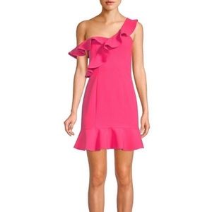 Likely Norvina Ruffle Off-Shoulder Dress in Pink NWT